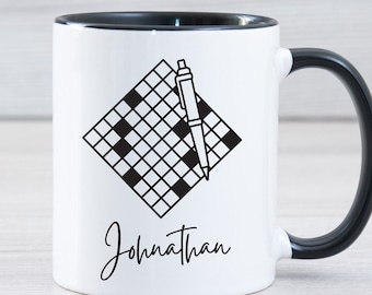 Crossword Puzzle Gifts, Crossword Puzzle Solver Gift Mug, Custom Gifts For Crossword Lover, Wordplay Gifts, Personalized Puzzle Lover Gifts