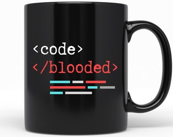 Coder Gift, Coder Mug, Coding Gift, Coding Mug, Programmer Gift, Software Developer Gift Mug, Web Designer Mug, Code Blooded Mug, Developer