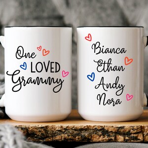 Grammy Gift With Grandkids Names, One Loved Grammy Gifts Personalized Mother&#39;s Day For Grammy From Grandson Granddaughter, Grammy Coffee Cup