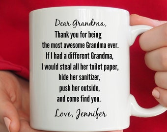 Personalized Dear Grandma, Thank You For Being Coffee Mug, Punch in The Face, From Grandkids, Mothers Day Gift for Grandma, Birthday Present