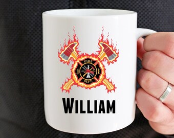 Personalized Firefighter Mug, Custom Fire Department Mug,  Volunteer Firefighter Gift, First Responder Gift, Custom Firefighter Gift Mug