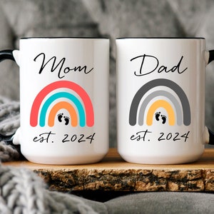 Mom Dad Est 2024 Mug Set, New Mom Dad Mug Set, New Parent Mug Set 2024 Baby Shower Gift Set, Expecting Parents to be 2024, Pregnancy Reveal