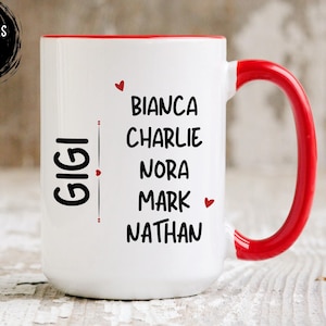 Custom Gigi Mug, Personalized Gigi Gift For Gigi, Christmas Gigi Mug Gift with Grandkids Names,Gigi Coffee Mug from Grandkids