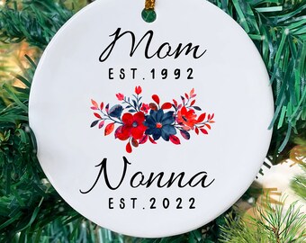New Nonna Ornament, Personalized Nonna Est 2022 Christmas Ornament, Personalized Pregnancy Announcement Nonna Est Christmas Ornament