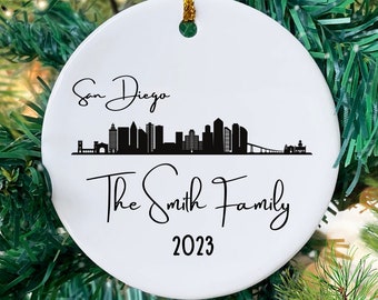 San Diego Tree Ornament, San Diego Gifts, Family Name Keepsake Ornament 2023 Family Ornament City, San Diego Keepsake Gift