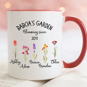 Babcia Mug With Grandkids Names Mothers Day Personalized Gift For Babcia Wildflower Floral Gift Babcia Polish Grandma Gift For Babcia Cup