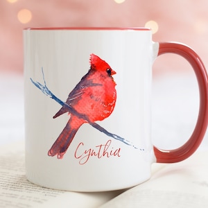 Cardinal Mug, Personalized Red Cardinal Gift Mug, Cardinal Bird Gifts, Nature Wildlife Enthusiast Gifts, Bird Lover Bird Watching Gifts