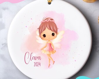 Personalized Girls Christmas Ornament 2024, Custom Child Name Ornament Girls Ornament, Cute Pink Ornament for Girls Fairy Christmas Ornament
