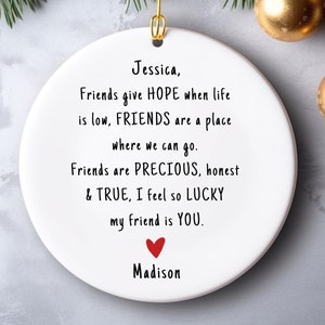 Friendship Gift For Best Friend, Inspirational Gift For Best Friend Women Friendship Christmas Tree Ornament Thinking Of You Gift Women Her