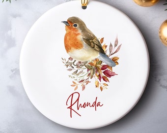 Robin Ornament, Robin Gifts For Her Women, Robin Christmas Tree Ornament, Personalized Name Ornament,Robin Bird Lover Gifts, Bird Ornament