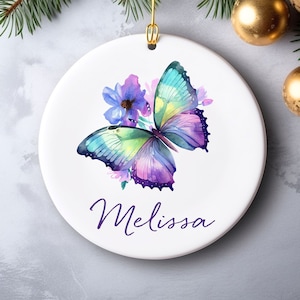 LIOOBO 20pcs Christmas Ornament Butterfly Wall Stickers Christmas Glitter  Butterflies Glitter Ornaments for Christmas Tree Christmas Tree Ornaments