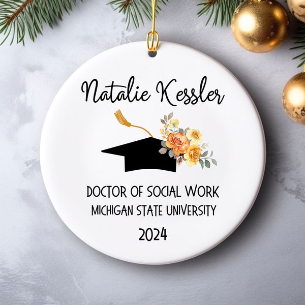 Doctor Of Social Work DSW Graduation Gifts, Social Worker Graduation Ornament, DSW Doctoral Graduation Gift Social Worker Grad Ornament
