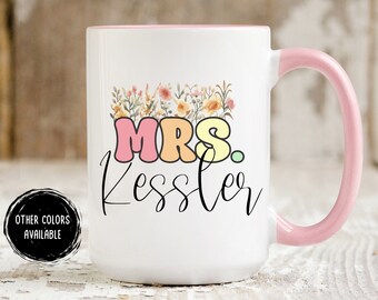 Bride To Be Gift Mug, Wildflower Mrs Mug, Wedding Gift, Personalized Mrs Gift, Bridal Shower Gift Idea Bride To Be Gift Mug For Future Bride