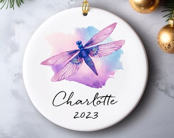 Dragonfly Christmas Ornament, Personalized Christmas Ornament,  Dragonfly Hanging Ornament, Dragonfly Tree Ornament, Ornament Exchange Gift