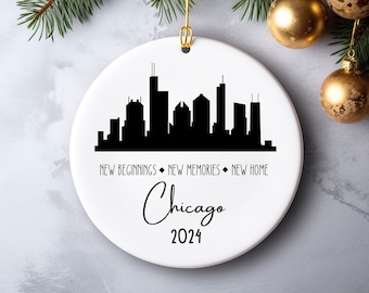 Chicago Tree Ornament, Family Ornament Windy City, Chicago Christmas Ornament, Custom Christmas Ornament Chicago Skyline Tree Decoration