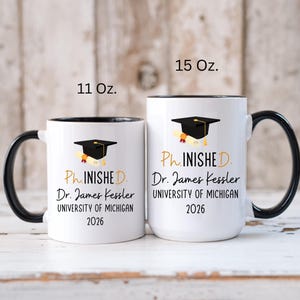 PhD Graduation Gift 2026 PhD Gifts For Him Her Doctoral Dr. Phd Grad, Phinished Doctoral Degree Doctor Graduation Gift Mug, Personalized PhD Black Handle