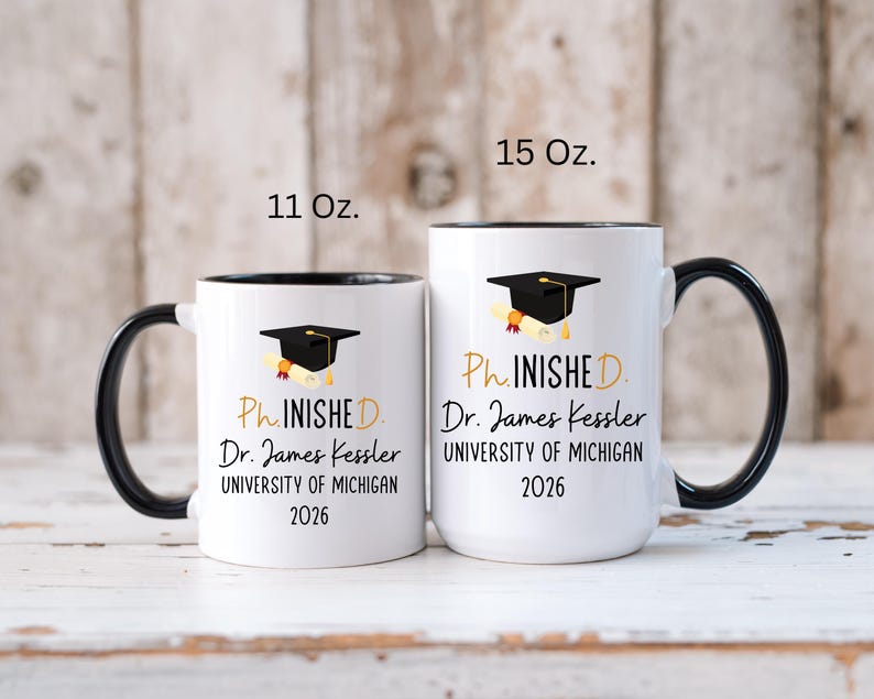 PhD Graduation Gift 2026 PhD Gifts For Him Her Doctoral Dr. Phd Grad, Phinished Doctoral Degree Doctor Graduation Gift Mug, Personalized PhD Black Handle