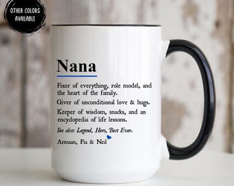 Nana Mug, Nana Gift, Personalized Nana Mug With Grandkids Names, Nana Fathers Day Gift Personalized Indian Grandpa Nana Coffee Cup Grandkids