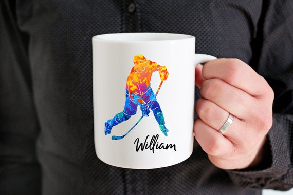 Personalized Hockey Player Coffee Mug Cup, Gift For Ice Hockey Player, Hockey Fan Mug I love Ice Hockey Mug , Custom Ice Hockey Mug