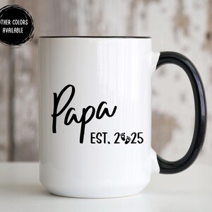 Papa Gifts Papa Established 2025 Mug, New Papa Grandpa Gift Papa Est Mug First Father&#39;s Day Papa To Be Baby Reveal For Papa Baby Shower Gift