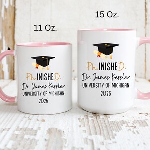 PhD Graduation Gift 2026 PhD Gifts For Him Her Doctoral Dr. Phd Grad, Phinished Doctoral Degree Doctor Graduation Gift Mug, Personalized PhD Pink Handle