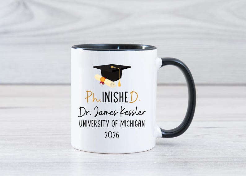 PhD Graduation Gift 2026 PhD Gifts For Him Her Doctoral Dr. Phd Grad, Phinished Doctoral Degree Doctor Graduation Gift Mug, Personalized PhD afbeelding 10