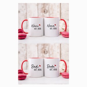 Private Listing - 4 Mugs (11oz red handle) - Nani Nana Est 2025 and Dadi Dada Est 2025 Mug Set, New Indian Grandparents Gift Set