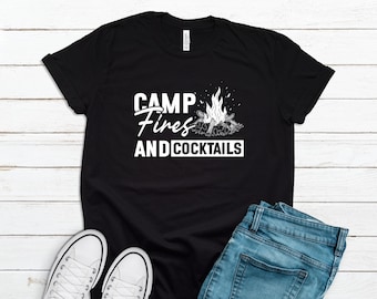 Campfires & Cocktails, Fall Sweatshirt, Funny Camping Sister Trip Shirt, Outdoor Adventure, Autumn Hiking Crewneck T2590
