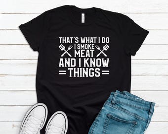 Funny BBQ Shirt Dad, I Smoke Meat BBQ Shirt, Funny Dad Grill Tee Grandpa Birthday Gift Father's Day Tshirt For Dad Papa Smoker Shirt GFD0048