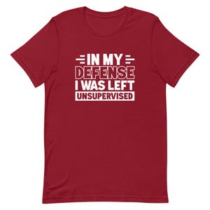 In my defense I was left unsupervised shirt Funny Shirt for Dad Shirt Funny Husband Shirt for Husband Gift Ideas Brother Shirts T1974