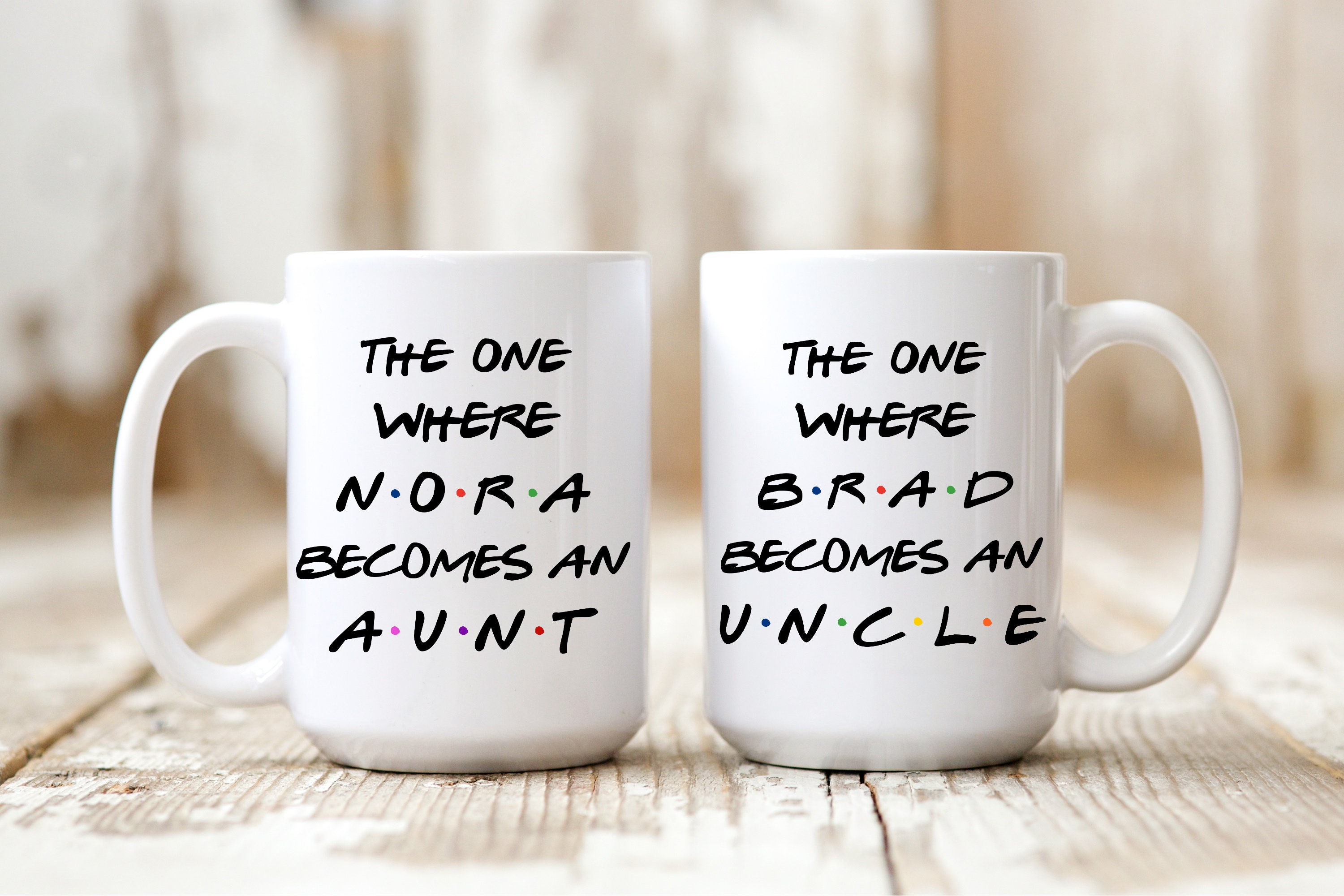 New Aunt and Uncle Gift, Promoted to Aunt Uncle Mug Set, Pregnancy ...