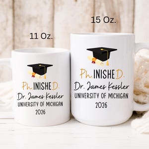 PhD Graduation Gift 2026 PhD Gifts For Him Her Doctoral Dr. Phd Grad, Phinished Doctoral Degree Doctor Graduation Gift Mug, Personalized PhD All White
