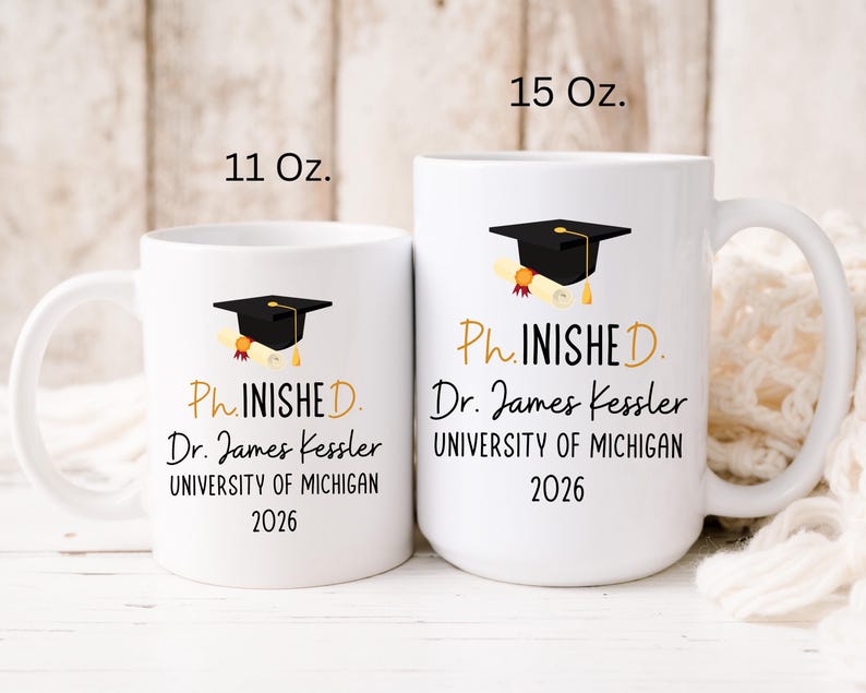 PhD Graduation Gift 2026 PhD Gifts For Him Her Doctoral Dr. Phd Grad, Phinished Doctoral Degree Doctor Graduation Gift Mug, Personalized PhD All White
