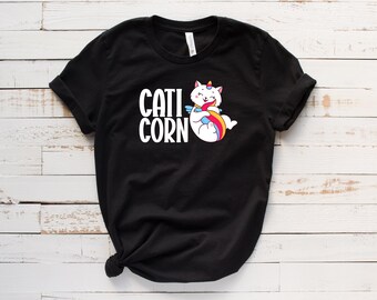 Caticorn Shirt, Cat Unicorn Shirt, Gift For Unicorn Lover, Girls Unicorn Birthday Party Outfit, Cat Lover Kids Gift, T3030