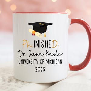 PhD Graduation Gift 2026 PhD Gifts For Him Her Doctoral Dr. Phd Grad, Phinished Doctoral Degree Doctor Graduation Gift Mug, Personalized PhD afbeelding 9