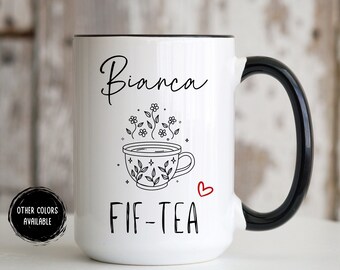 50th Birthday Mug, Fif-tea 50th Birthday Gifts For Women Mum 50th Birthday Gift Fif-Tea Mug 50th Birthday Gift For Friend Wife Tea Lover Mug