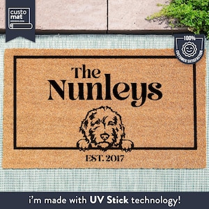 Golden Doodle Dog Doormat - Custom Pet Breed -  Dog Rug - Personalized Animal Doormat - Cute Family Pet Lover Gift - Couples Gift