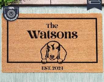Dachshund Dog Door Mat - Wiener Dog Doormat- Custom Pet Breed - Sausage Dog Rug - Personalized Animal Doormat - Cute Family Pet Lover Gift