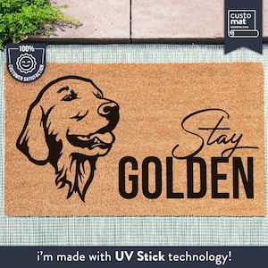 Stay Golden - Custom Dog Doormat - Golden Retriever Doormat - Dog Mat - Dog Lovers Gift - Custom Dog Doormat - Doormat For Dogs - Porch Mat