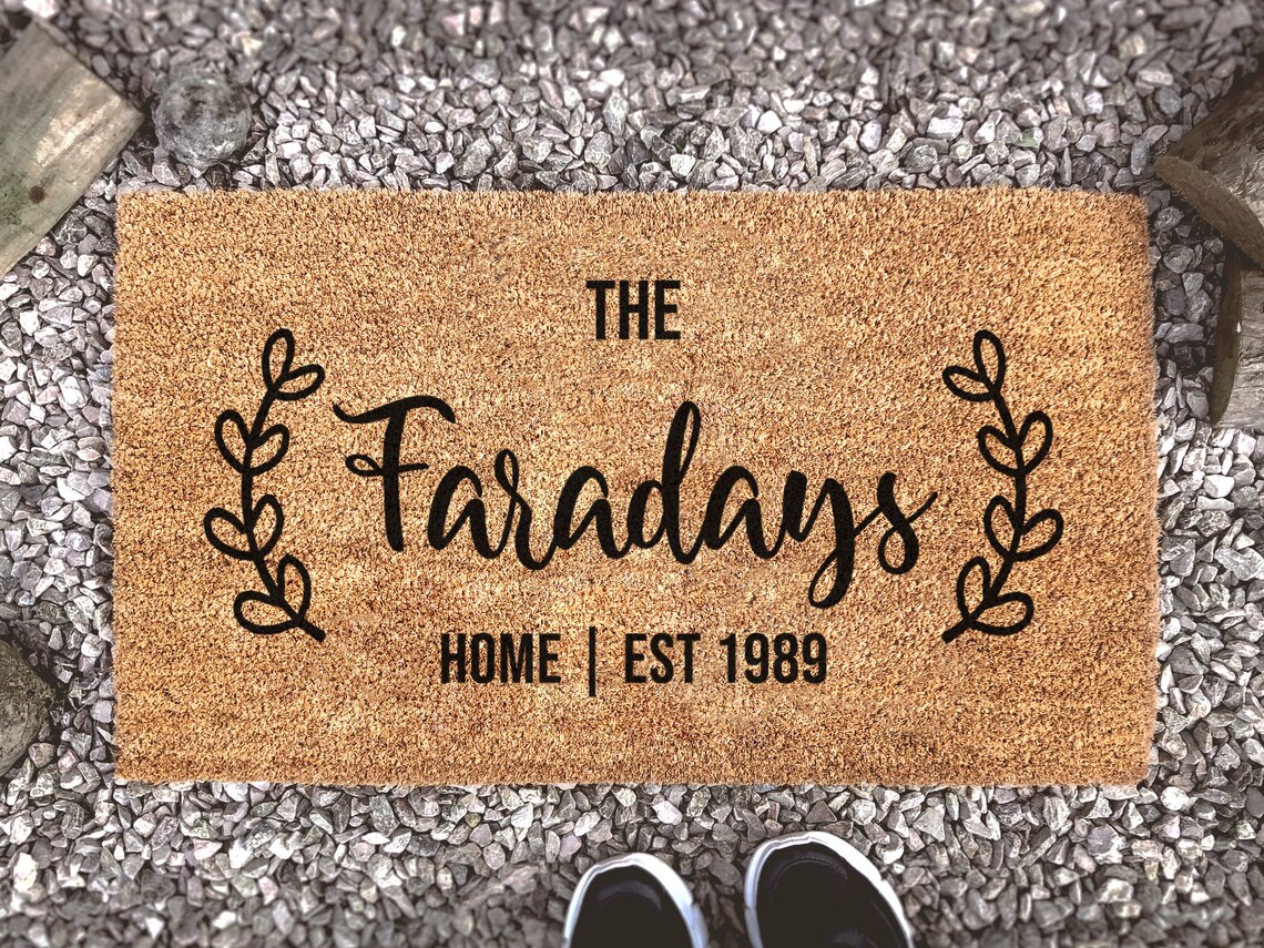 Personalized Doormat Family Name Mat With Est Date Custom Etsy