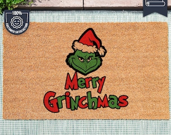 Merry Grinchmas - Grinch Home Decor - Grinch Doormat - Funny Holiday Doormat - Holiday Decor - Grinch Decorations - Holiday Rug