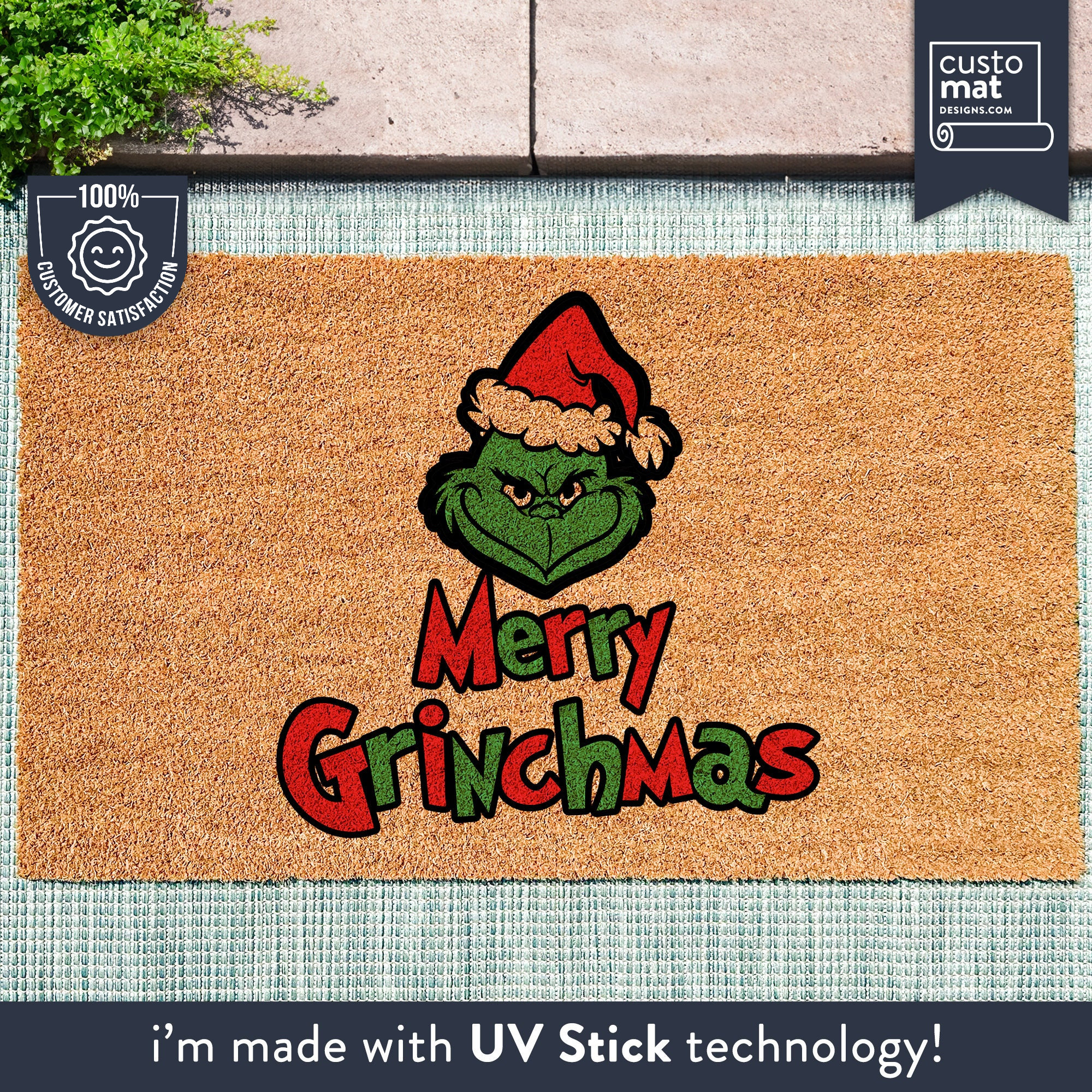 Merry Grinchmas - Grinch Wohndekor - Grinch Fußmatte - Lustige Feiertags Fußmatte - Feiertags Dekor - Grinch Dekorationen - Feiertagsteppich