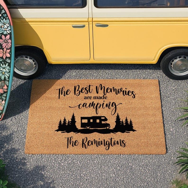 Custom Camping Doormat - Pesonalized Campsite Door Mat - Custom Coir Welcome Mat - Camping Decor image 4