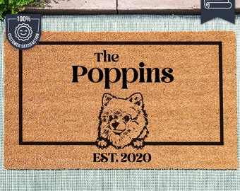 Pomeranian Dog Door Mat - Dog Doormat- Custom Pet Breed - Personalized Animal Doormat - Couples Gift - Pet Gift - New Home Gift