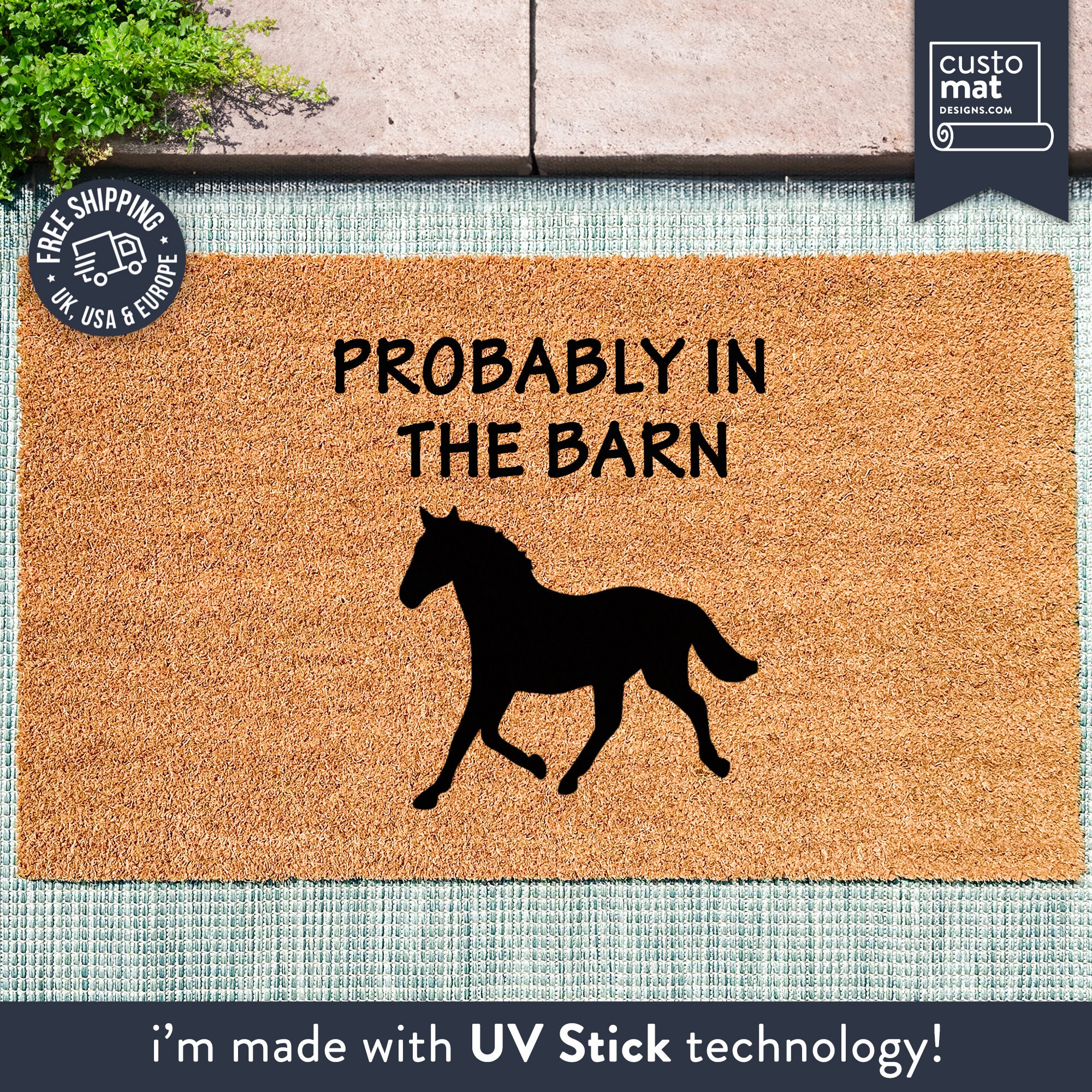 Probably In The Barn - Horse Lover Doormat - Custom Coir Doormat - Animal Lover Gift - Porch Decor