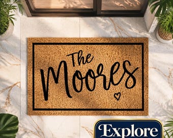 Personalised Custom Family Doormat | Last Name Welcome Mat | Housewarming Home Gift