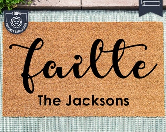 Fáilte Irish Welcome Customizable Doormat - Personalized Family Name - New Home Gift - Realtor Gift - Housewarming Gift