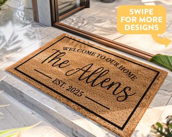 Welcome To Our Home Custom Outdoor Doormat Collection - Custom Doormat Make Great Gifts - Housewarming Gift For New Homeowners