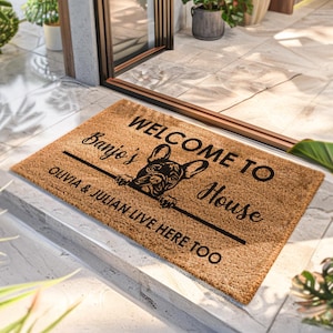 Frenchie Fußmatte - Benutzerdefinierte französische Bulldogge Hunderasse Matte - Benutzerdefinierte Hundegeschenke für Hundeliebhaber - Personalisierte Frenchie Willkommensmatte - Benutzerdefinierte Hundeteppich