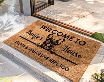 Frenchie Doormat - Custom French Bulldog Dog Breed Mat - Custom Dog Gifts For Dog Lover - Personalized Frenchie Welcome Mat - Custom Dog Rug